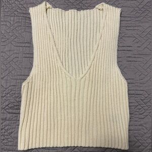 Ribbed Knit Crop Sweater Vest